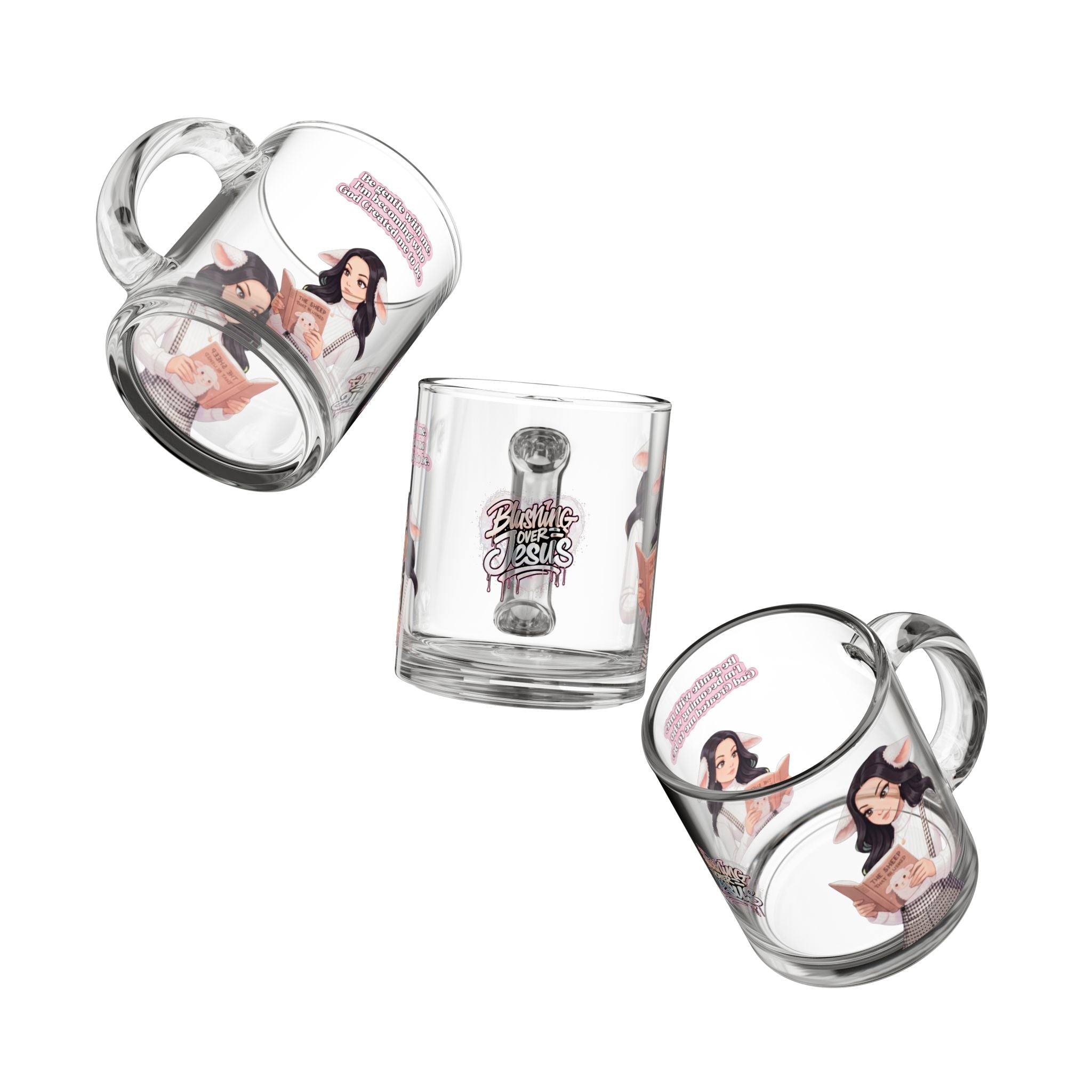 Glass Mug — Faith-Inspired 'Following Jesus' Design, 10oz